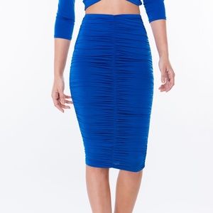 Black Ruched Midi Skirt